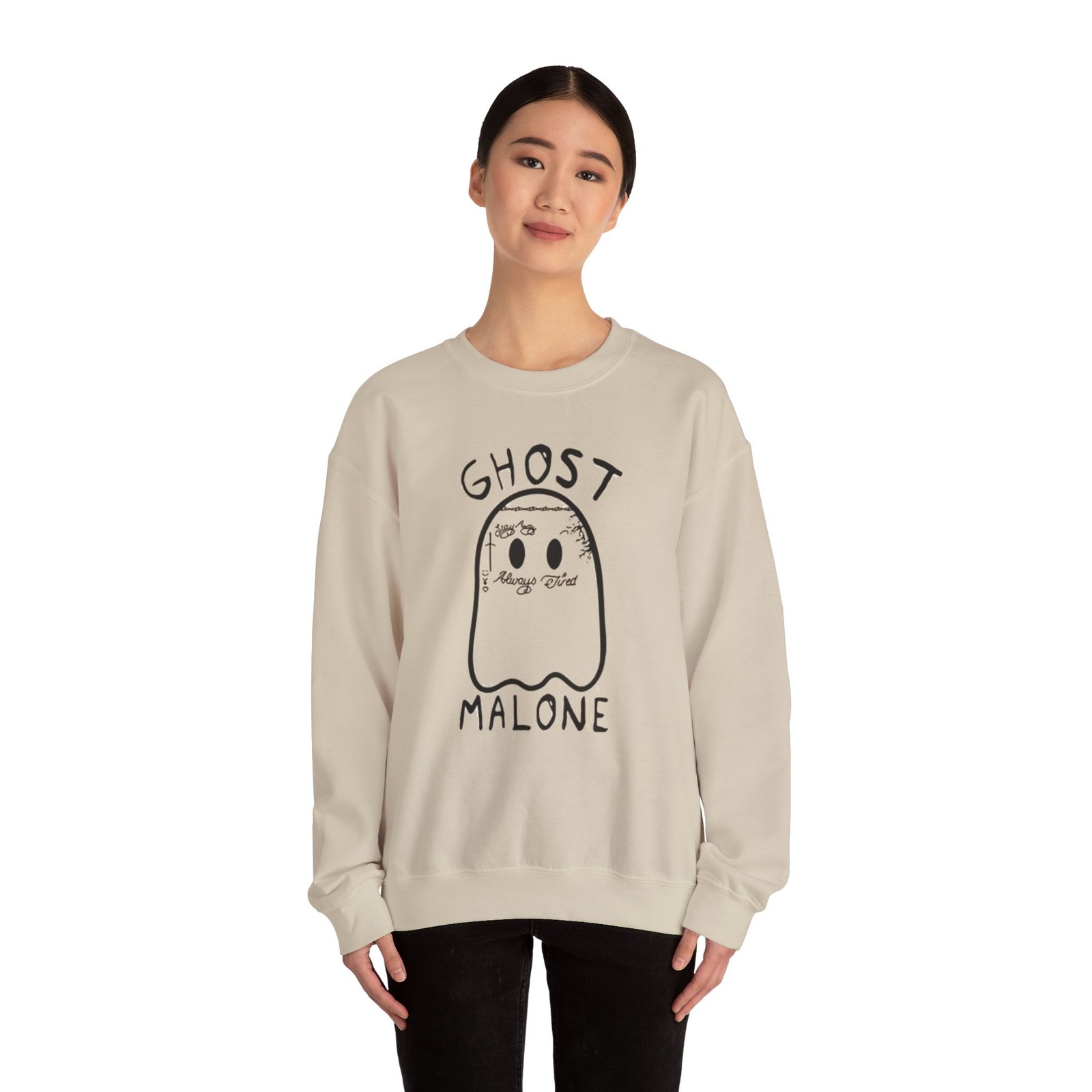 Ghost Malone Unisex Crewneck Sweatshirt, Casual Fall Fashion, Halloween Gift, Cozy Layering, Ghost Theme Apparel - Image 5