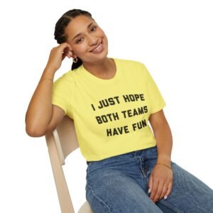 Fun Team Spirit T-Shirt, Unisex Casual Wear, Game Day Tee, Gift for Sports Fans, Yellow Softstyle Shirt