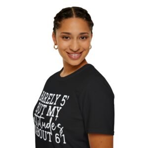 Barely 5' Attitude T-Shirt – Funny Unisex Tee, Gift for Short People, Birthday Gift, Casual Attire, Everyday Wear