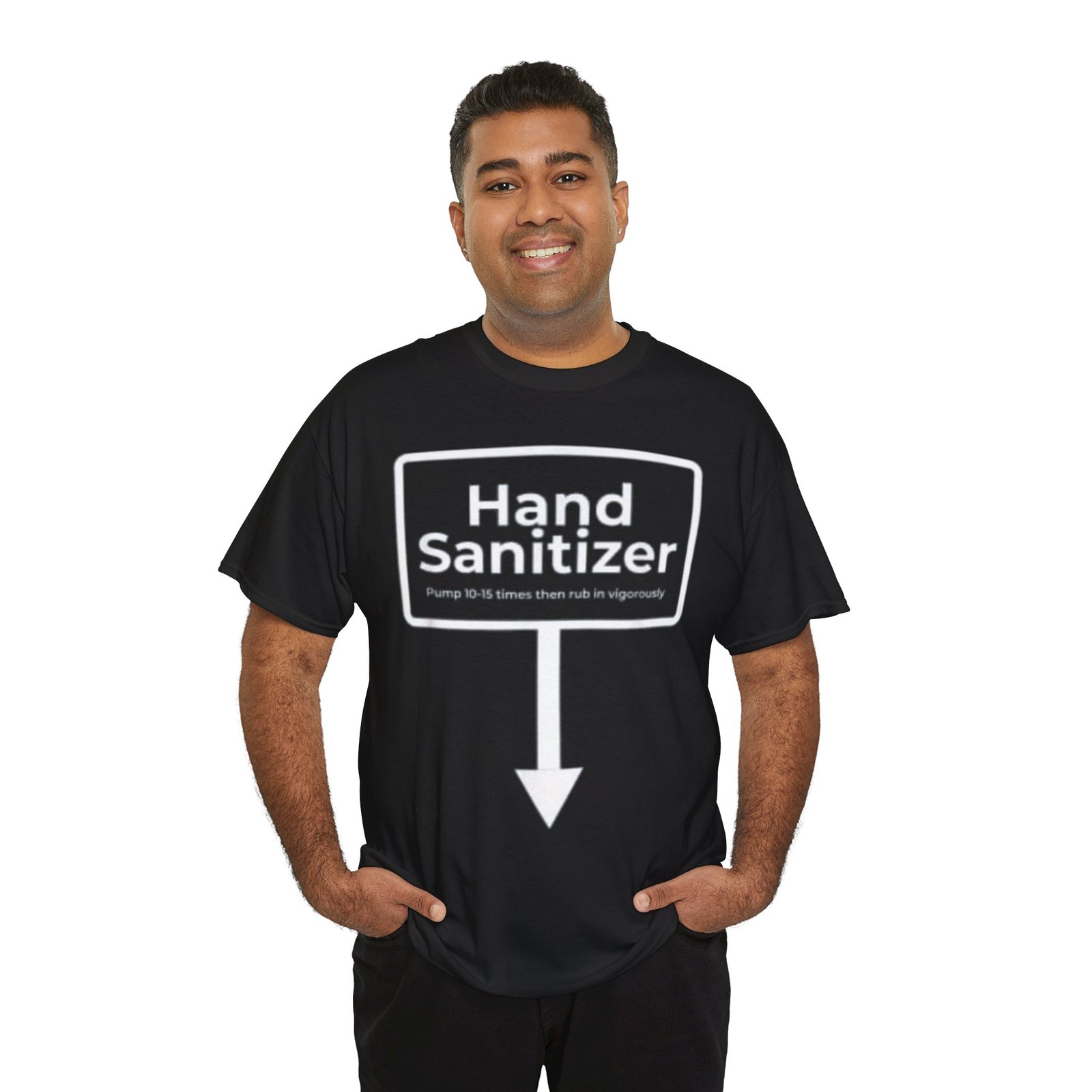 Hand Sanitizer Graphic Unisex Heavy Cotton Tee, Funny Quarantine T-Shirt, Gift for Nurses, Safety Apparel, Casual Wear
