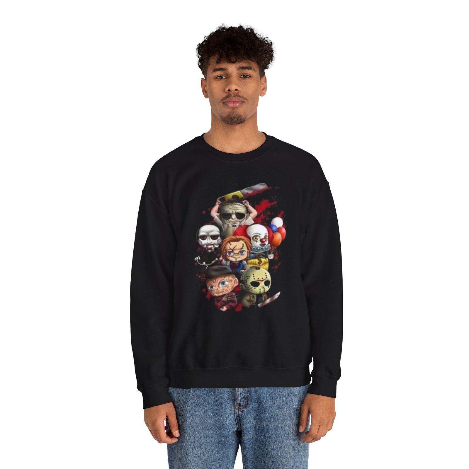 Horror Character Unisex Crewneck Sweatshirt, Graphic Sweatshirt, Spooky Apparel, Halloween Clothing, Gift for Fans