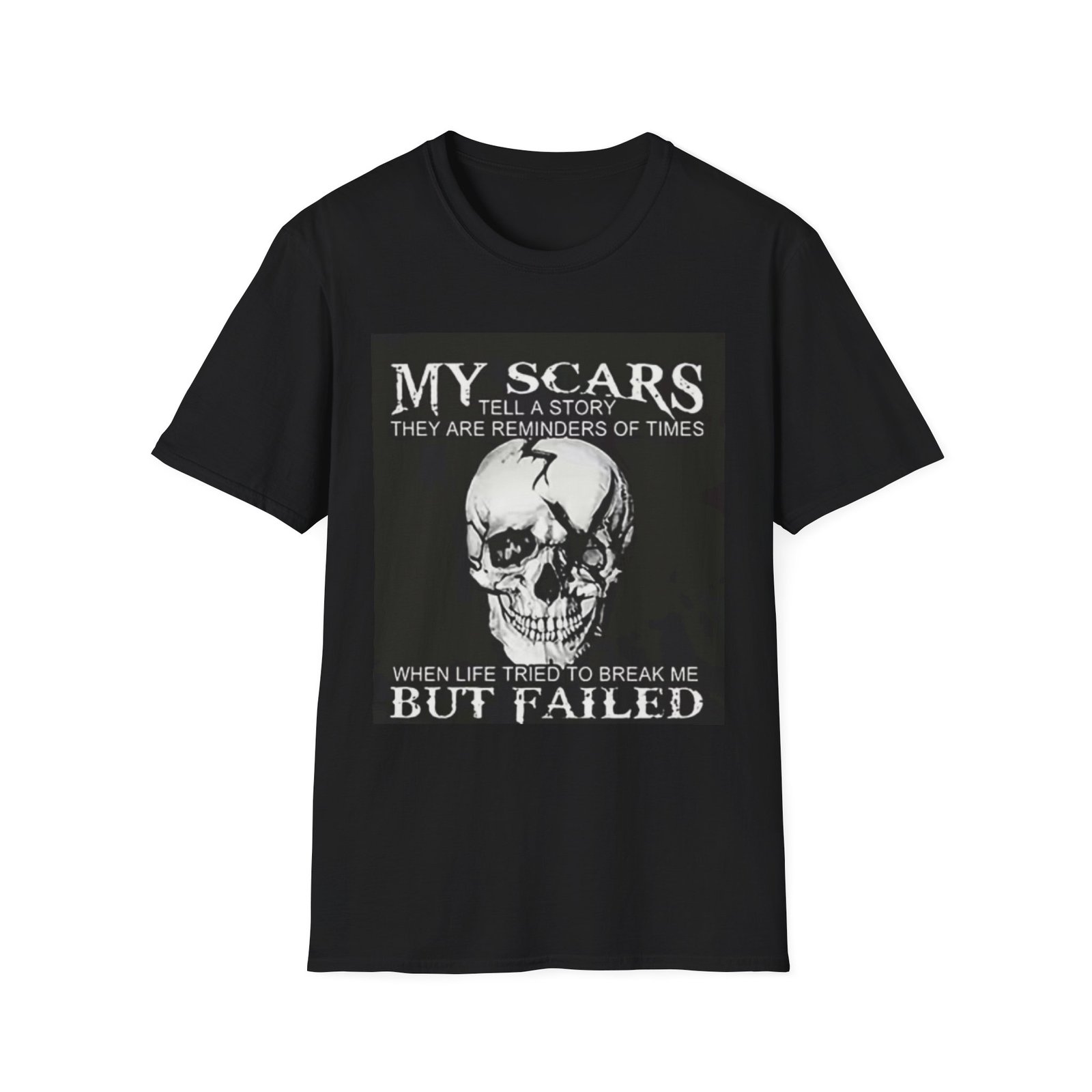 Inspirational Skull T-Shirt for Resilience, Motivational Tee, Unisex Softstyle Shirt, Gift for Strength, Everyday Wear, Affirmation Top - Image 2