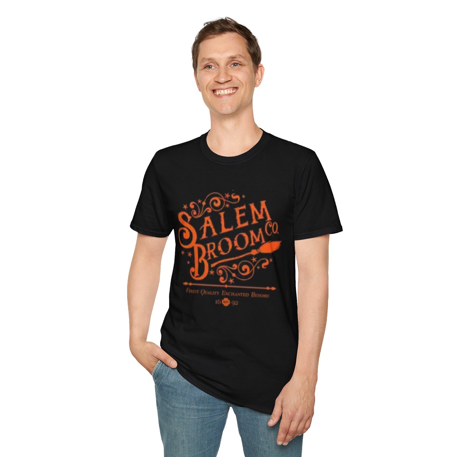 Salem Broom Co. Unisex T-Shirt | Vintage Halloween Tee, Fall Apparel, Gift for Witches, Cozy Style, Unique Graphic Tee