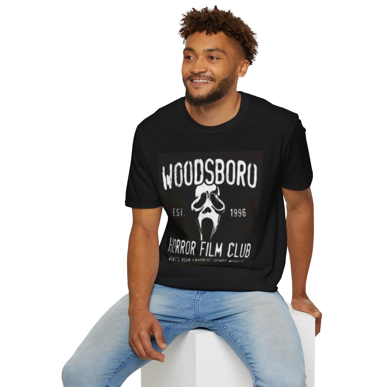 Woodsboro Horror Film Club T-Shirt, Unisex Tee, Horror Movie Gift, Scary Movie Lover Shirt, Halloween Costume Top, Film Buff Apparel