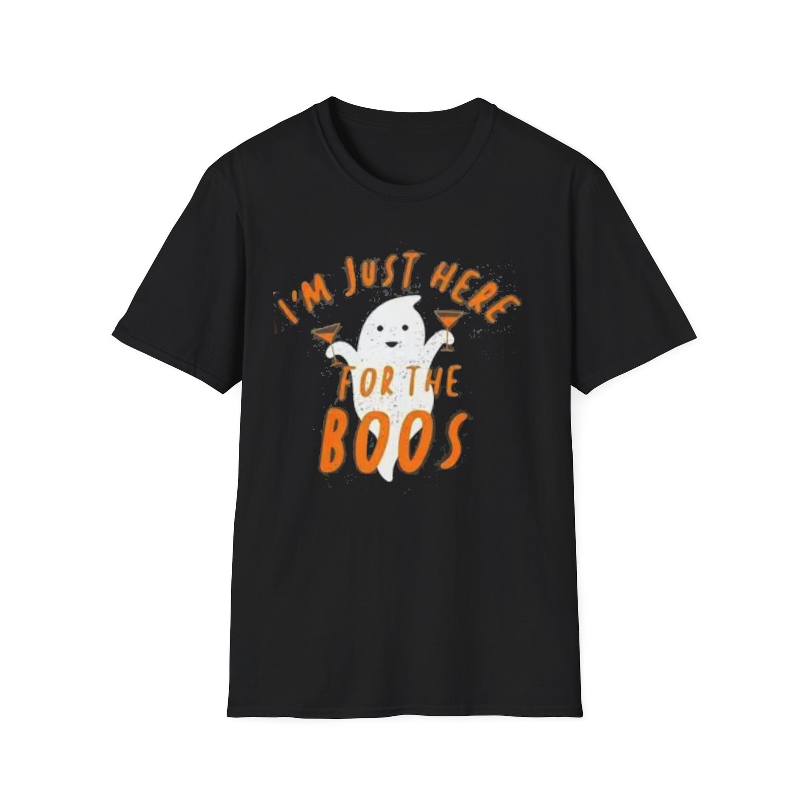 Halloween Ghost T-Shirt | I'm Just Here for the Boos | Unisex Softstyle Tee, Spooky Shirt, Halloween Costume, Fall Apparel, Ghost Lover Gift - Image 2