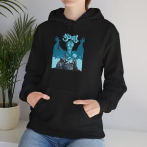 Spooky Graphic Hooded Sweatshirt for Halloween Vibes, Unisex Hoodie, Cozy Apparel, Gift for Fans, Ghostly Design