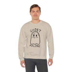Ghost Malone Unisex Crewneck Sweatshirt, Casual Fall Fashion, Halloween Gift, Cozy Layering, Ghost Theme Apparel