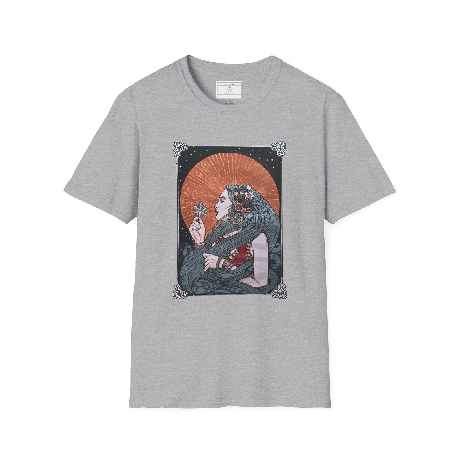 Bohemian Floral Goddess T-Shirt, Unisex Graphic Tee, Softstyle Shirt, Vintage Art Tee, Gift for Art Lovers, Casual Wear, Festival Attire - Image 6