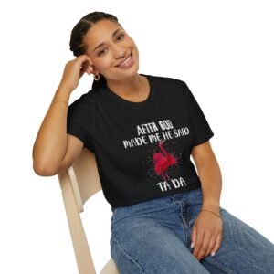 Black Graphic T-Shirt with Fun Quote, Perfect for Casual Outfits, Gift for Friends, Birthday Parties, or Celebrations
