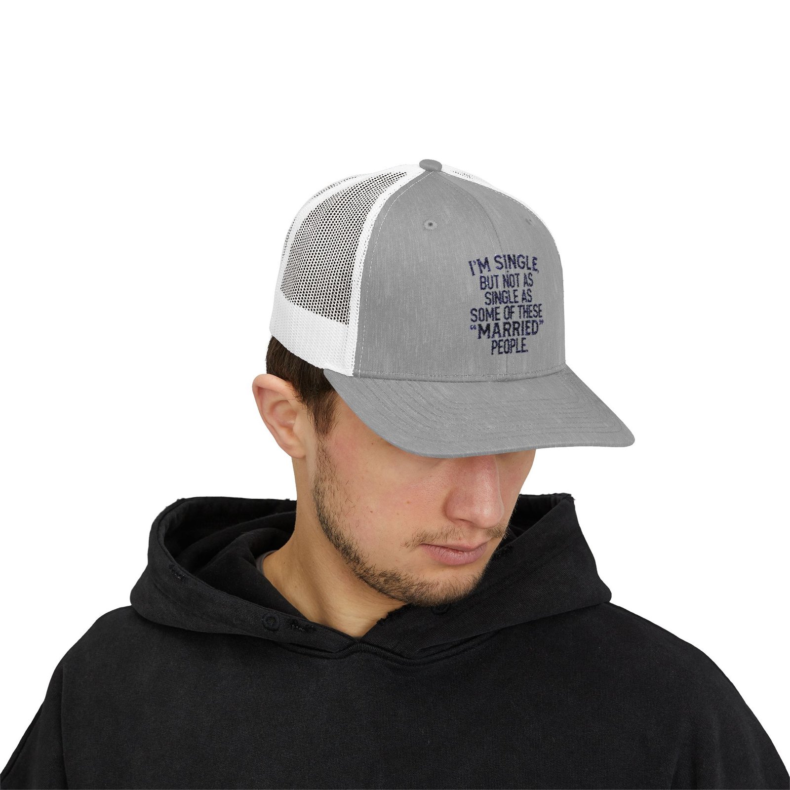 Humorous Snapback Trucker Cap - I'm Single, Fun Gift for Singles, Cap for Parties, Casual Wear, Funny Hat, Perfect for Celebrations