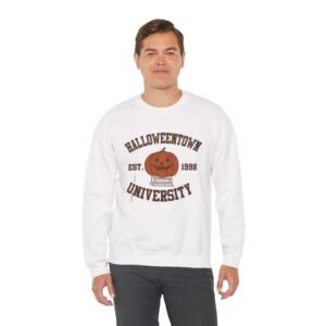 Halloween Town University Crewneck Sweatshirt, Cozy Fall Apparel, Unisex Casual Wear, Halloween Costume, Pumpkin Themed Gifts