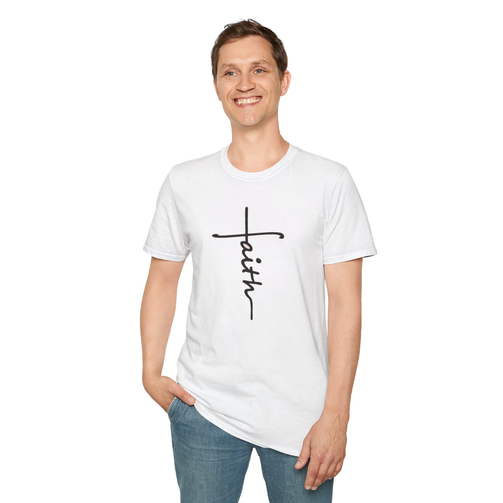 Faith Unisex Softstyle T-Shirt, Inspirational Tee, Casual Wear, Gift for Believers, Everyday Faith Apparel, Religious Symbol Shirt - Image 2