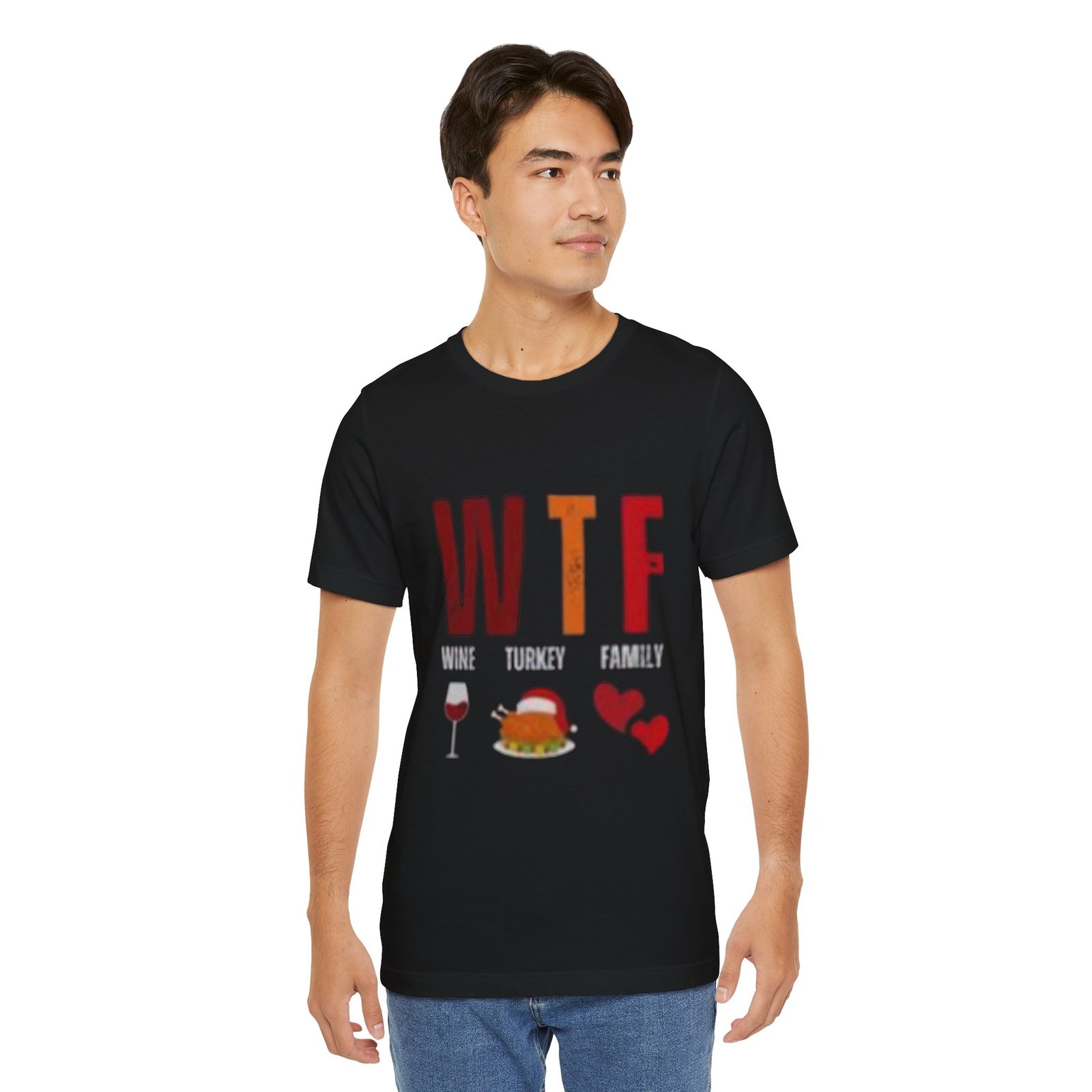 WTF: Wine Turkey Family Thanksgiving T‑Shirt - Image 3