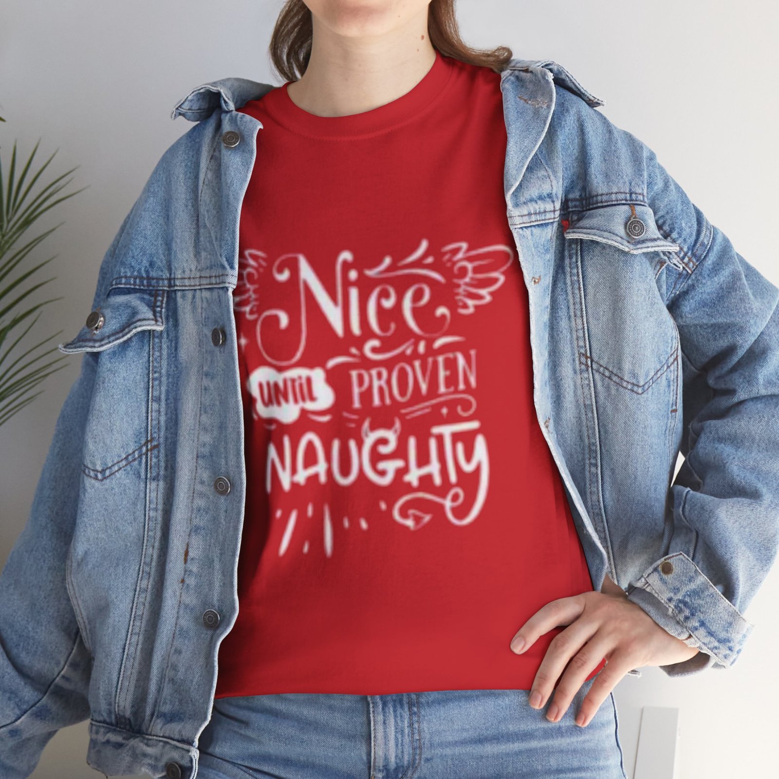 Christmas T-Shirt — "Nice Until Proven Naughty" Funny Holiday Tee - Image 4