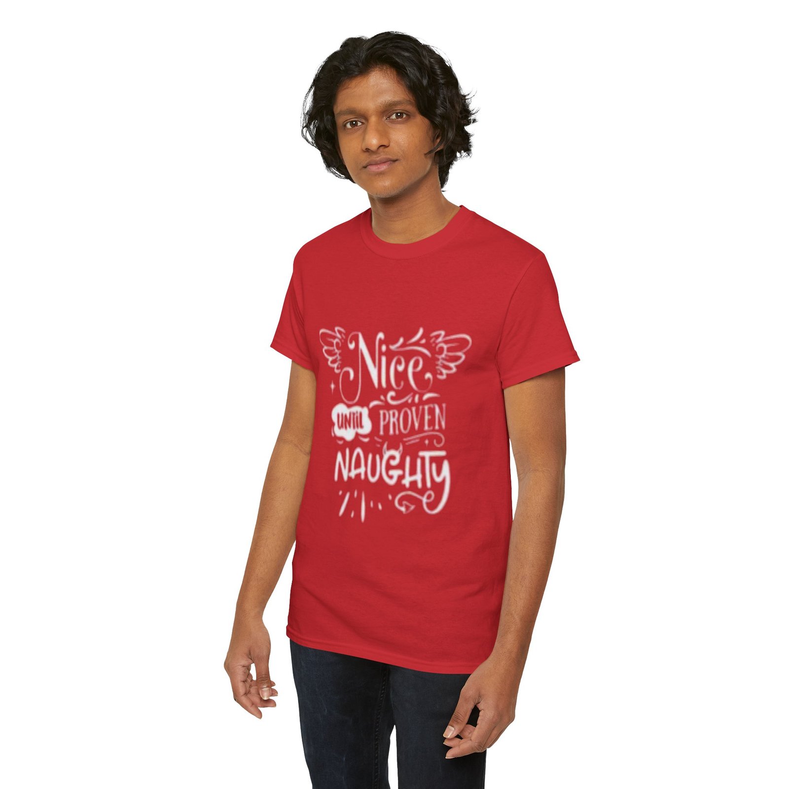 Christmas T-Shirt — "Nice Until Proven Naughty" Funny Holiday Tee - Image 3
