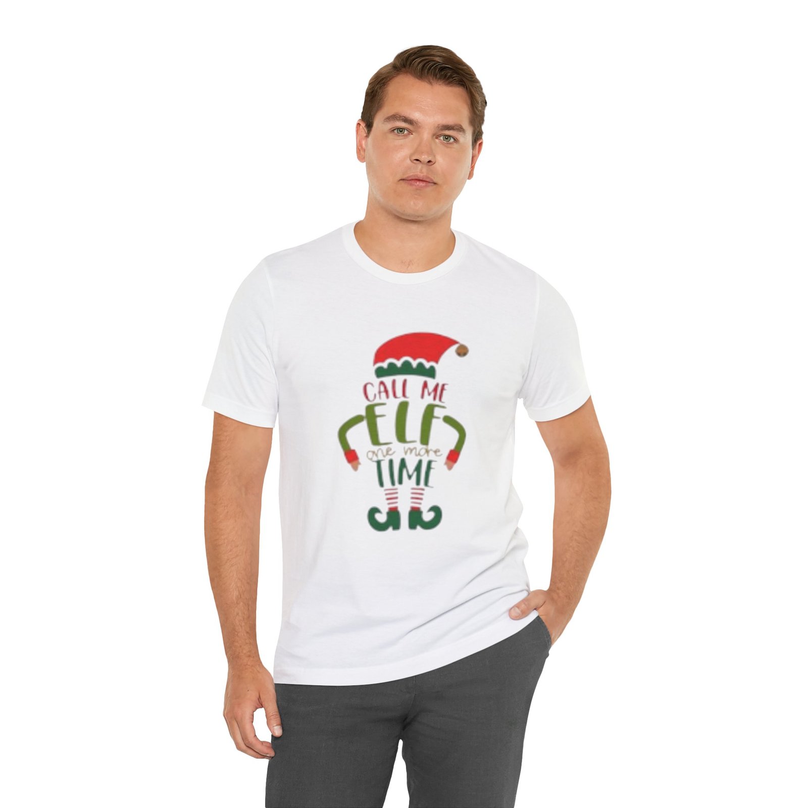 Call Me Elf One More Time T-Shirt — Funny Christmas Elf Holiday Tee - Image 2