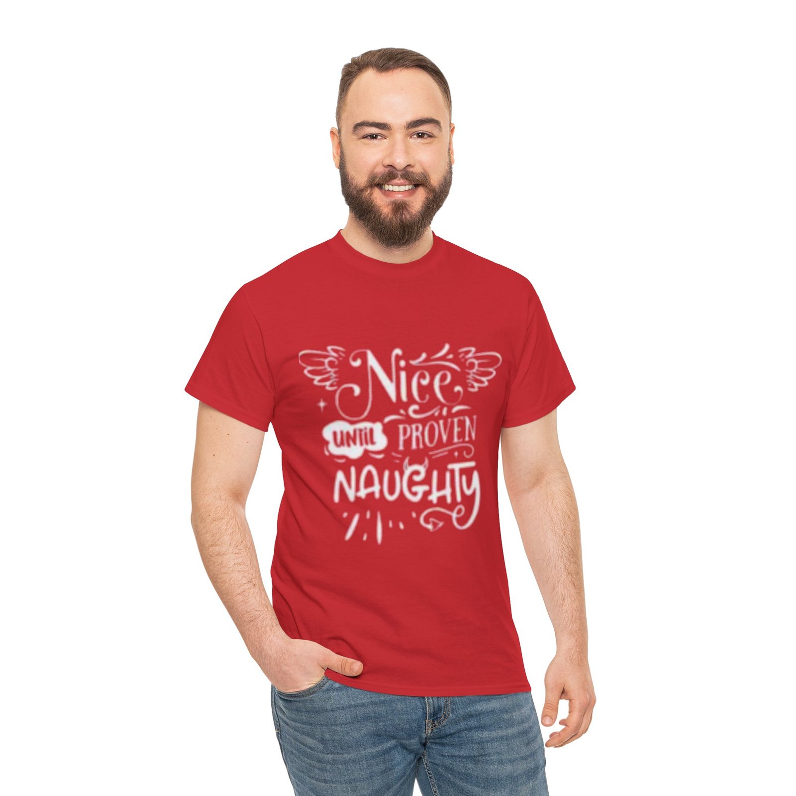 Christmas T-Shirt — "Nice Until Proven Naughty" Funny Holiday Tee