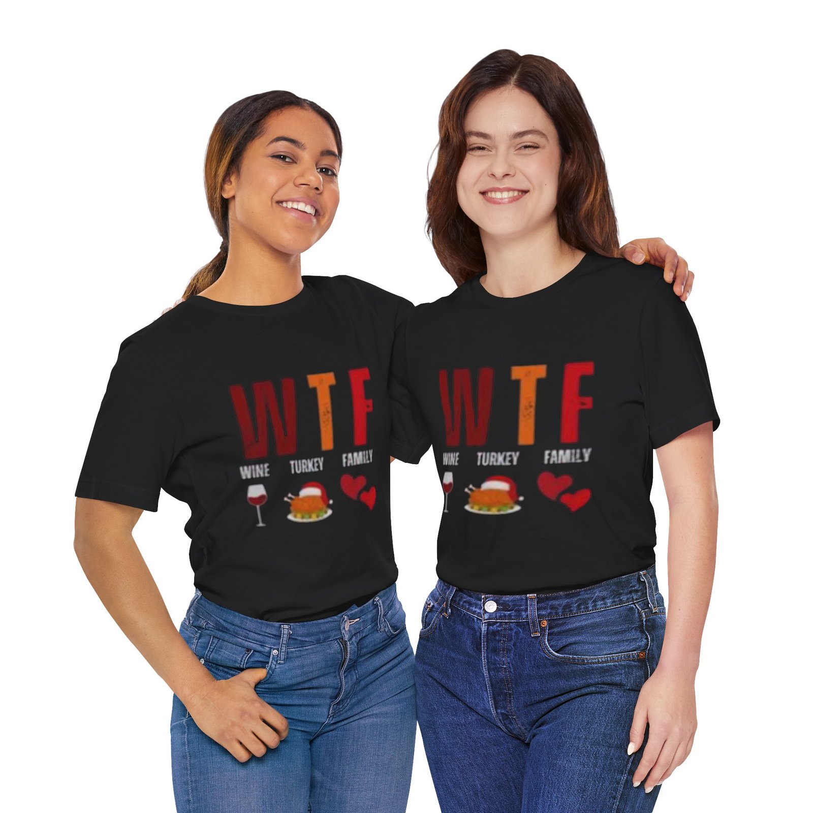 WTF: Wine Turkey Family Thanksgiving T‑Shirt - Image 4