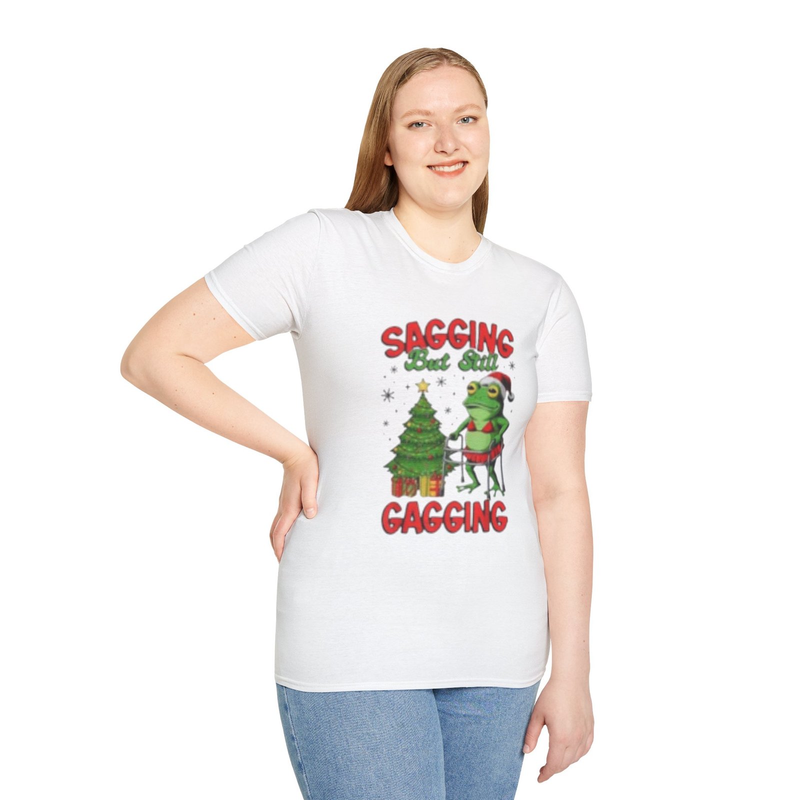 Christmas Frog T-Shirt – "Sagging But Still Gagging" Funny Holiday Graphic Tee - Image 2