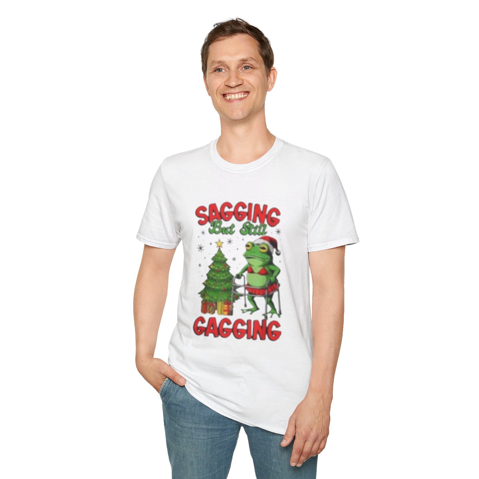 Christmas Frog T-Shirt – "Sagging But Still Gagging" Funny Holiday Graphic Tee